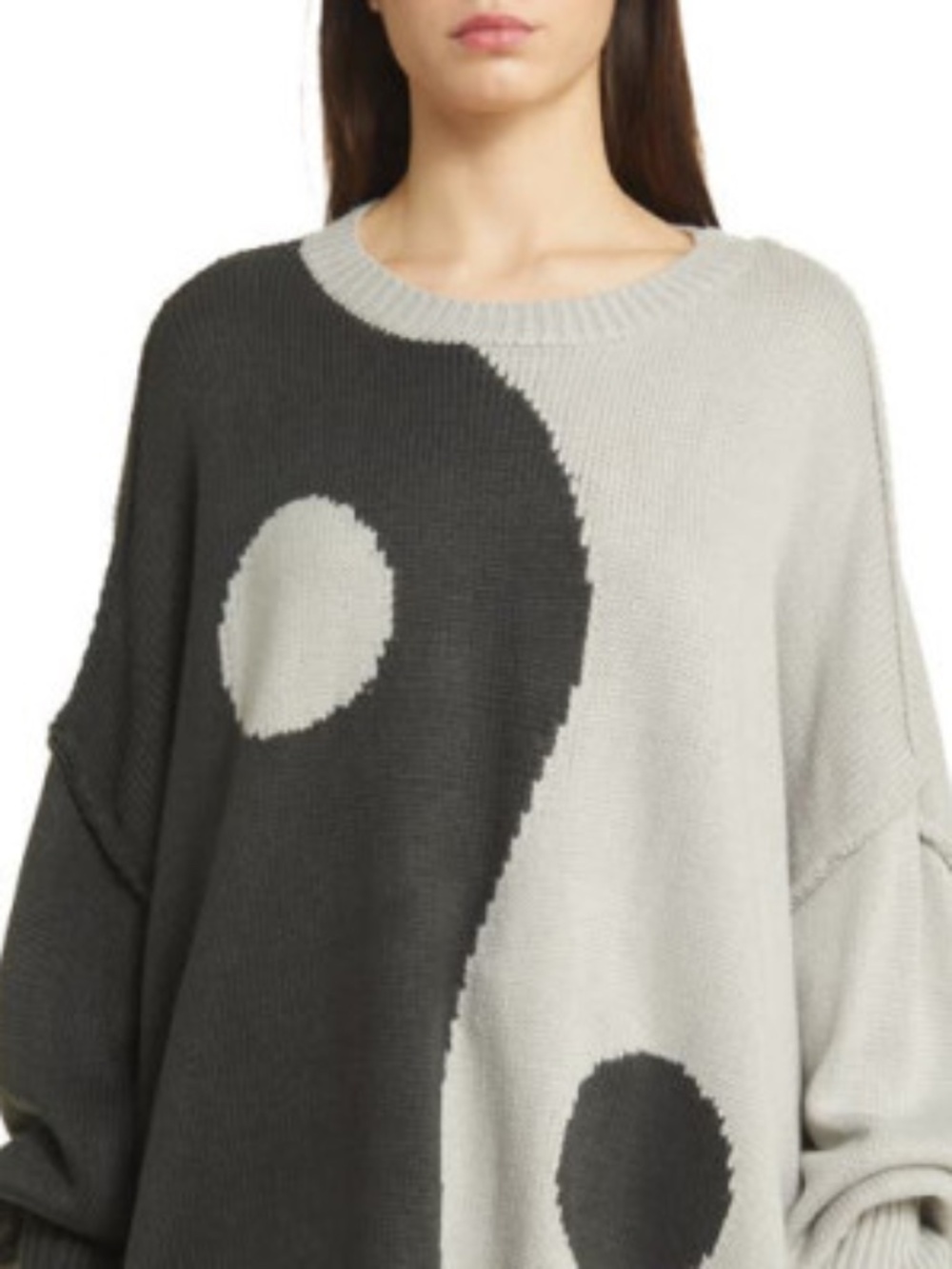 Dressed in LALA Yin & Yang Oversize Sweater NWT (Black and white combo)